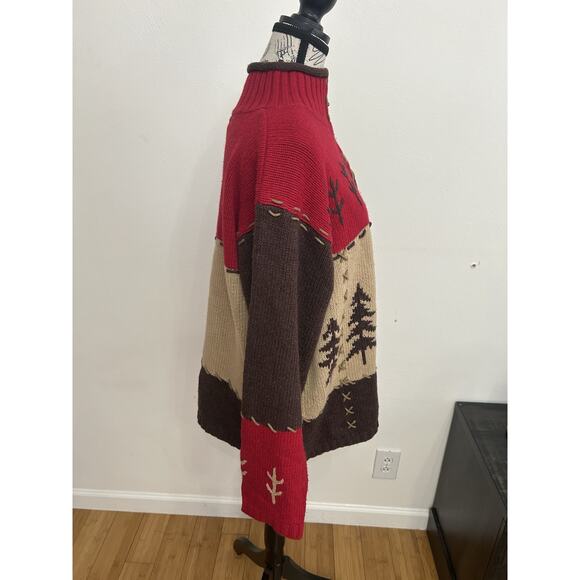 Vintage Mandal Bay Sweater W/Quarter Zip Pine Forest CabinCore Rustic Chic XXL - Picture 3 of 7